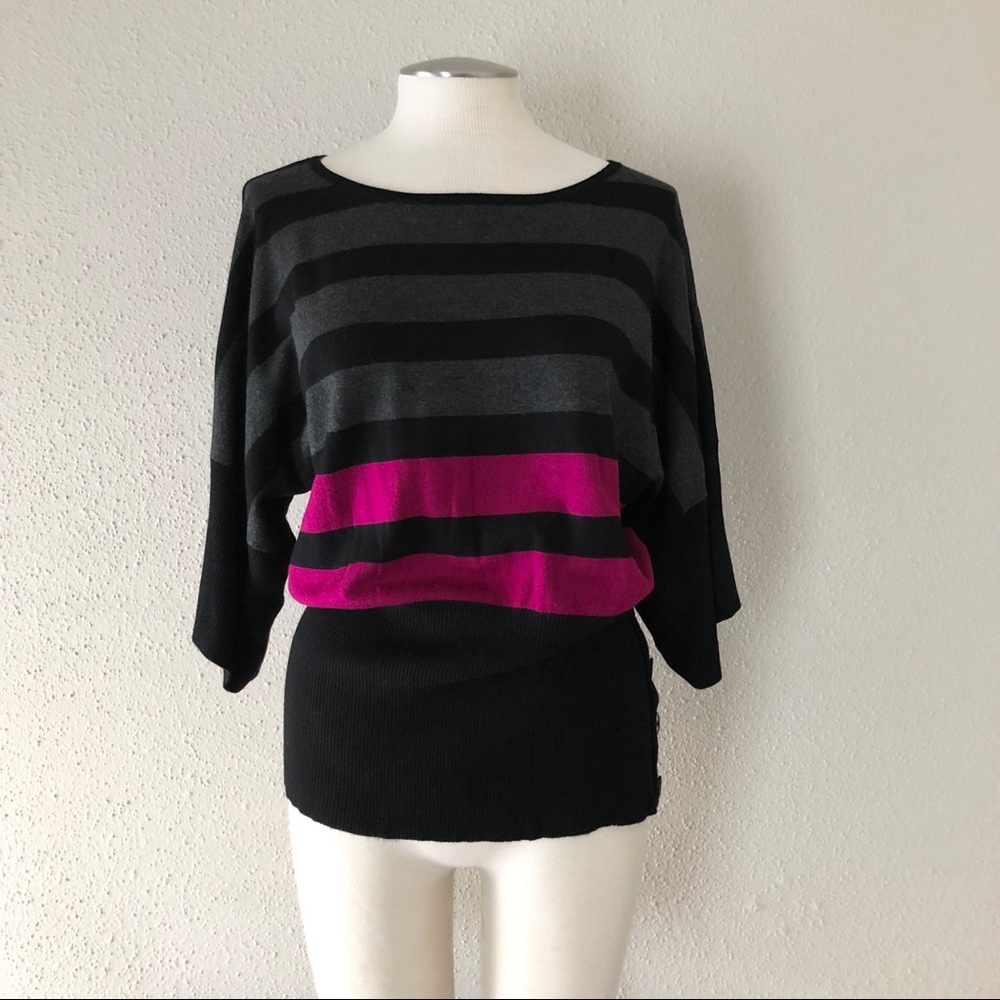 Cable & Gauge Striped Sweater - Black
